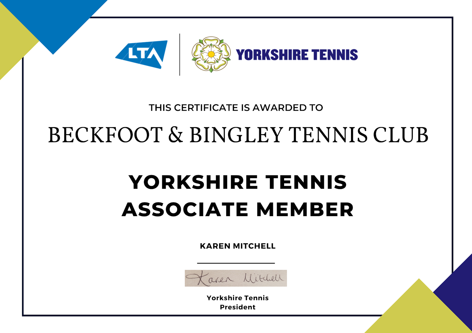 Yorkshire Tennis Associate Member