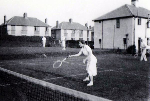 Tennis being played in Creigiau in the early years of the club