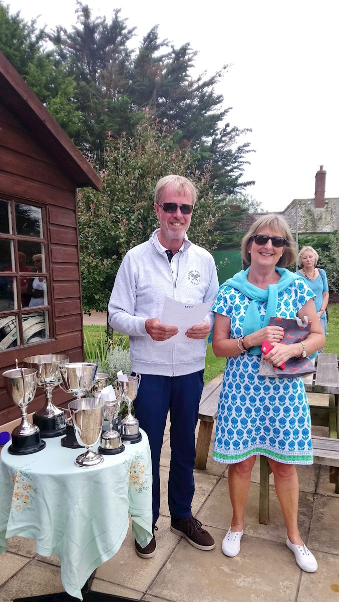 Tennis club Chair, Keith Ward, with former Chair, Mags Milne